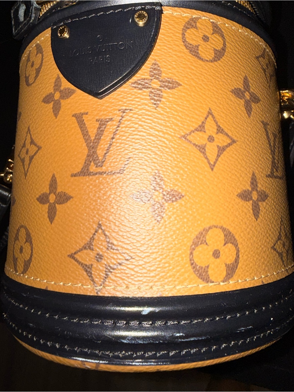 Louis Vuitton Tan Monogram Canvas Mini Vanity Bag with Black Trim - Picture 5 of 8